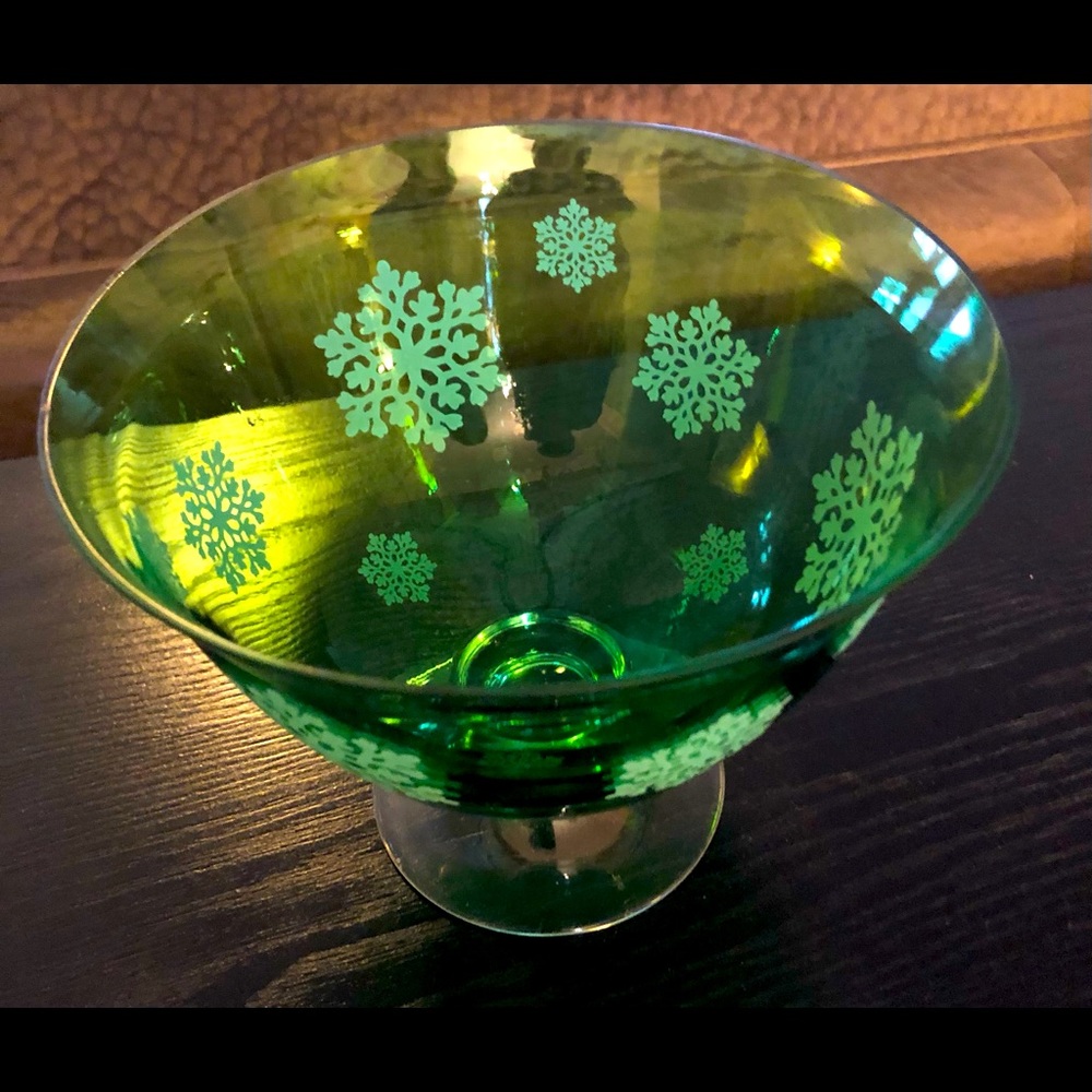 Green glass bowl